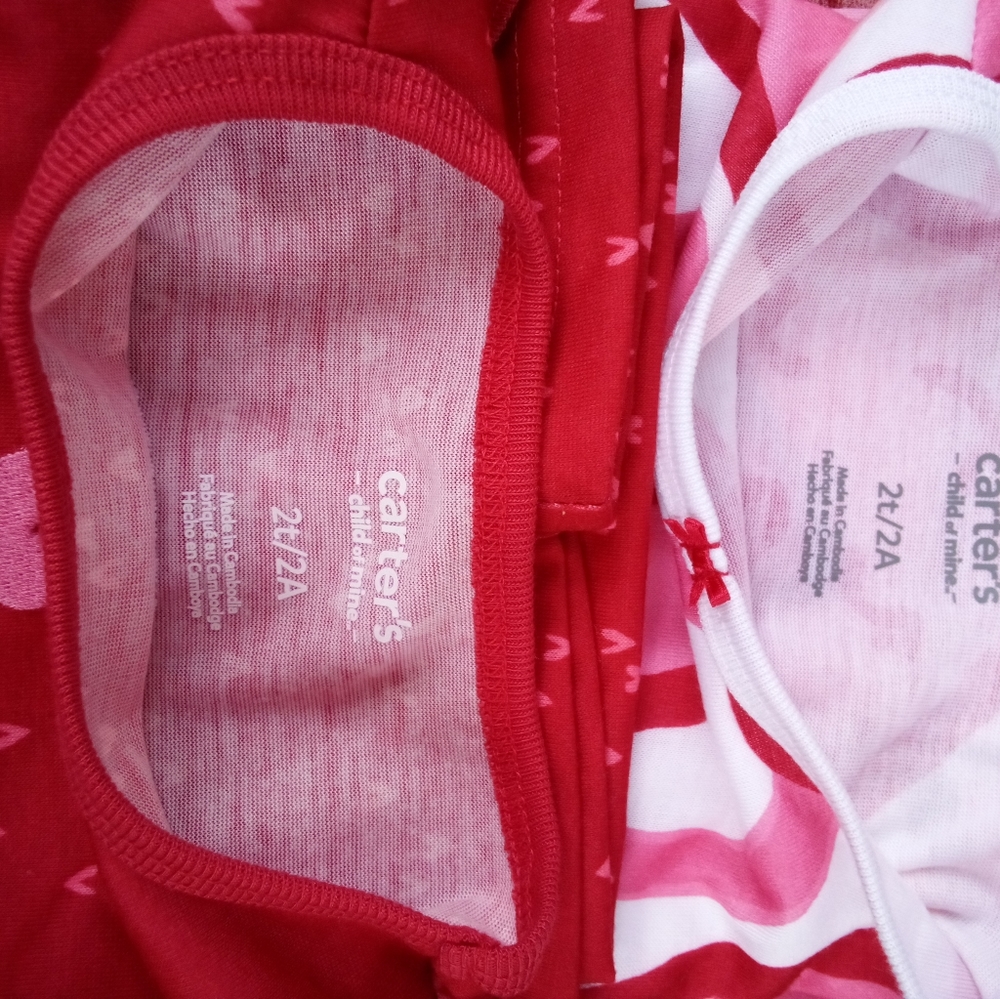 Toddler Girl Ruffled Hearts Nightgown 2-Pack Carter's Child of Mine Size 2T 2 T - Picture 6 of 8
